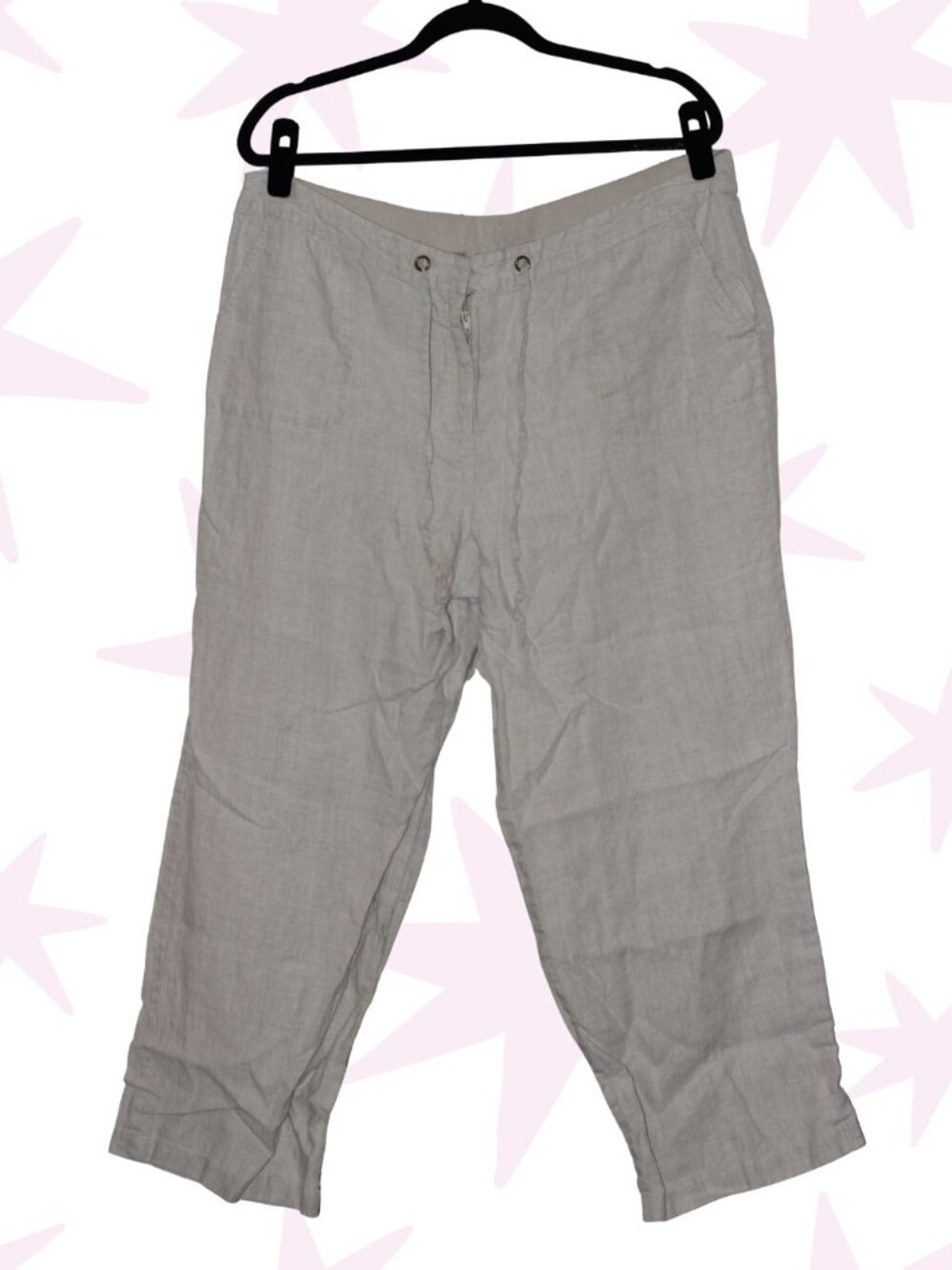 Linen Charter Club 100% linen wide leg trousers ankle pants XL